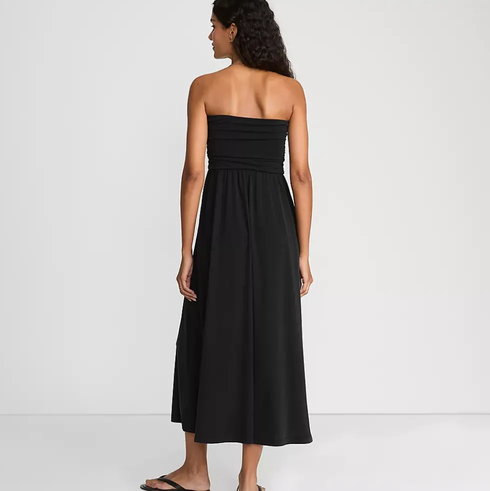 Women's Cupro Bandeau Maxi Dress with Removable Straps