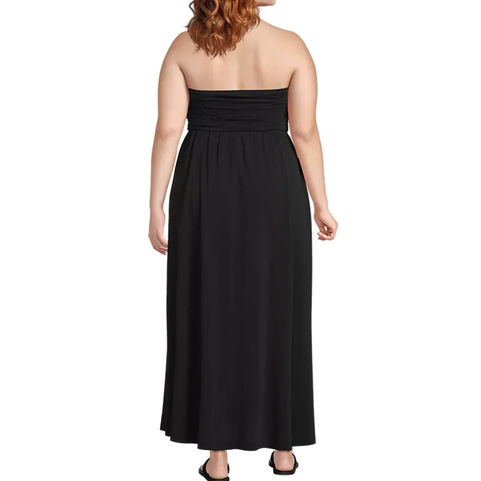 Women's Cupro Bandeau Maxi Dress with Removable Straps