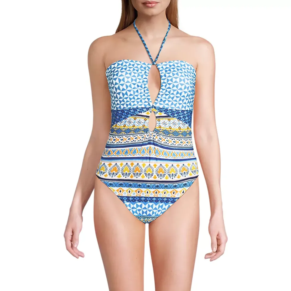 Women's Cut Out Multiway Halter High Leg One Piece Swimsuit