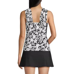 Women's D-Cup Chlorine Resistant Cap Sleeve High Neck Tankini Swimsuit Top