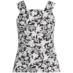 Women's D-Cup Chlorine Resistant Cap Sleeve High Neck Tankini Swimsuit Top