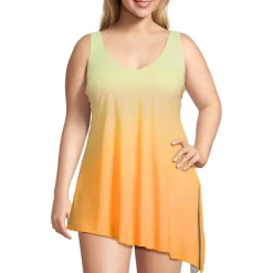 Women's D-Cup SlenderSuit Fauxkini Low Leg One Piece Swimsuit Print