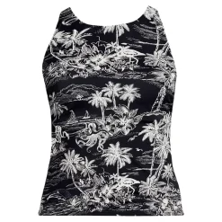 Women's D-Cup Tugless High Neck Strappy Back Tankini Swimsuit Top