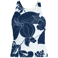 Women's D-Cup Tugless High Neck Strappy Back Tankini Swimsuit Top