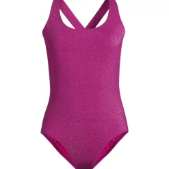 Women's D-Cup Tugless Shine X-Back One Piece Swimsuit