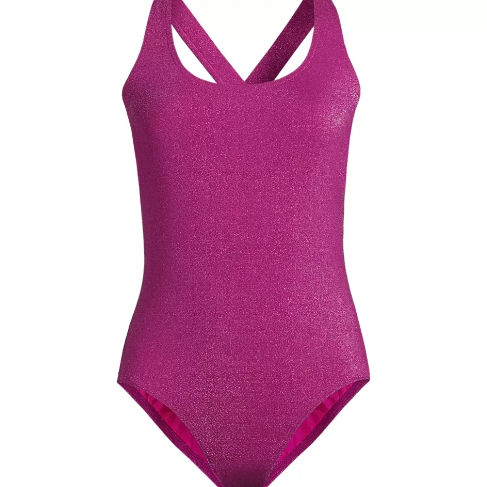 Women's D-Cup Tugless Shine X-Back One Piece Swimsuit