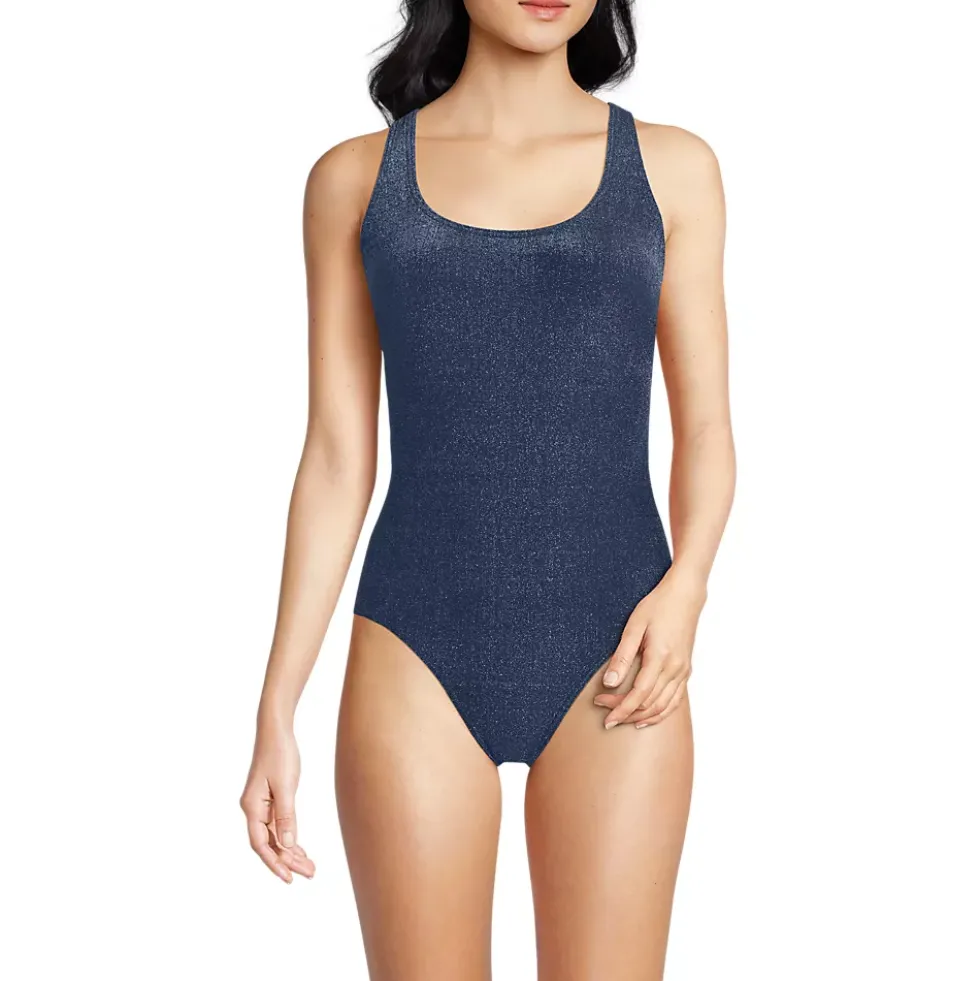 Women's D-Cup Tugless Shine X-Back One Piece Swimsuit