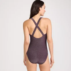 Women's D-Cup Tugless Shine X-Back One Piece Swimsuit