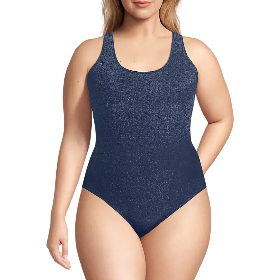 Women's D-Cup Tugless Shine X-Back One Piece Swimsuit