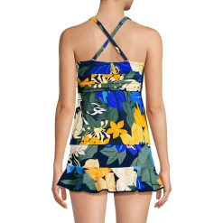 Women's D-Cup V-Neck Plunge X Back Tankini Top