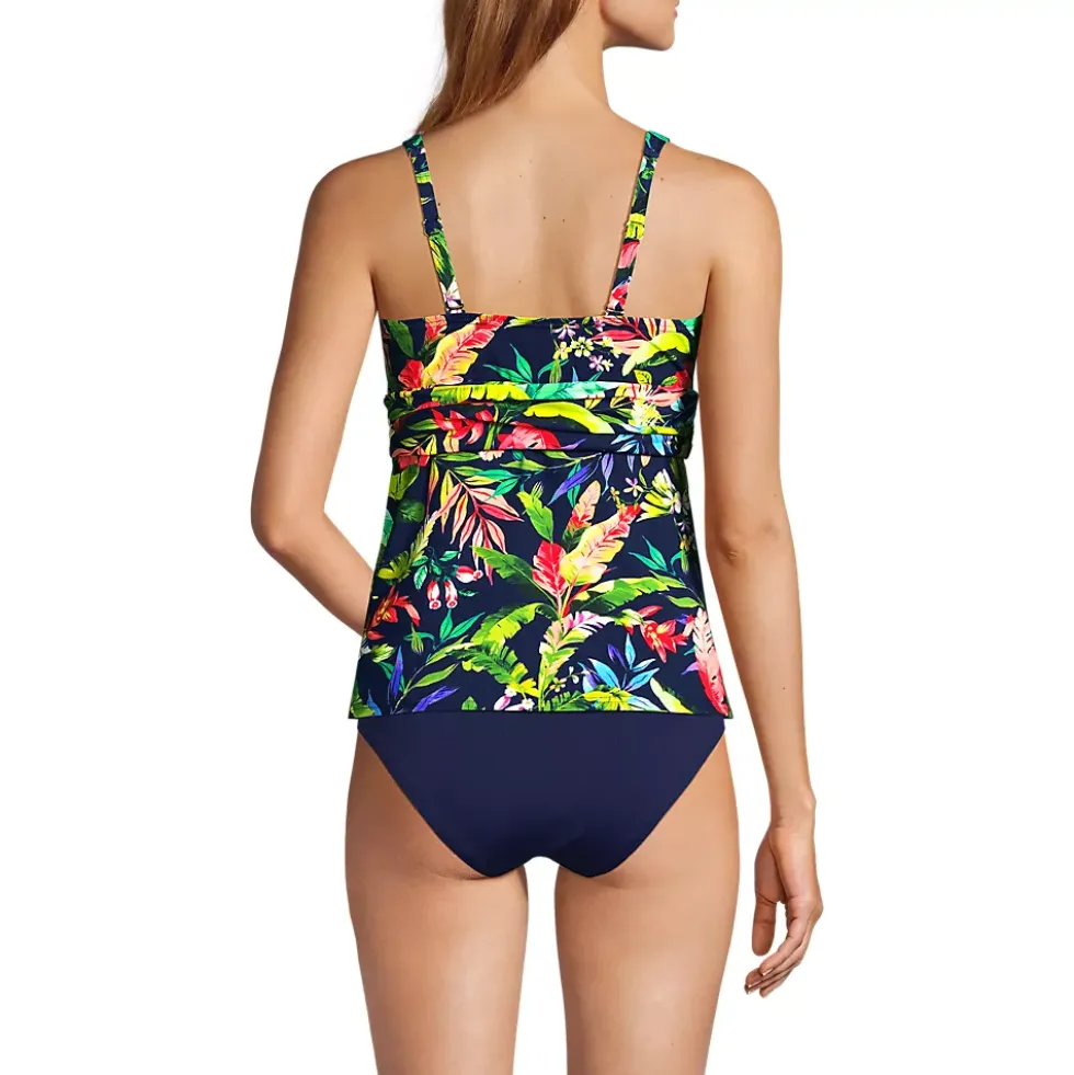 Women's D-Cup V-Neck Plunge X Back Tankini Top