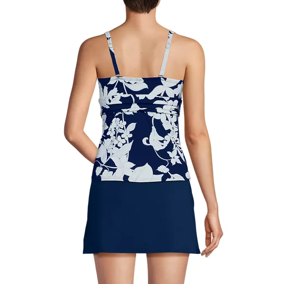 Women's D-Cup V-Neck Plunge X Back Tankini Top