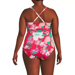 Women's D-Cup V-Neck Plunge X Back Tankini Top