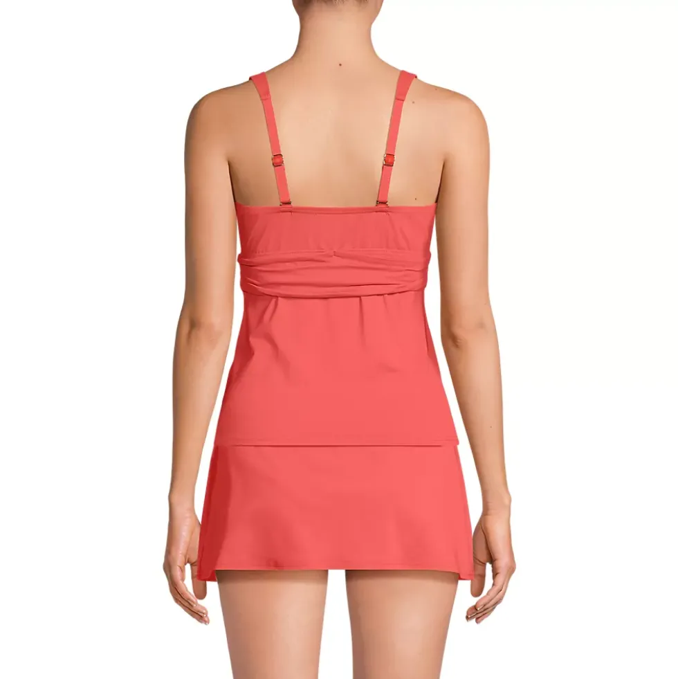 Women's D-Cup V-Neck Plunge X Back Tankini Top