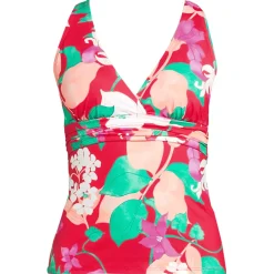 Women's D-Cup V-Neck Plunge X Back Tankini Top