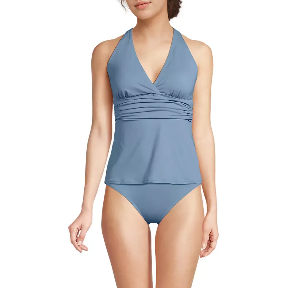 Women's D-Cup V-Neck Plunge X Back Tankini Top
