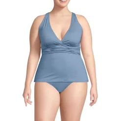 Women's D-Cup V-Neck Plunge X Back Tankini Top