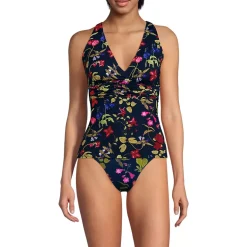 Women's D-Cup V-Neck Plunge X Back Tankini Top