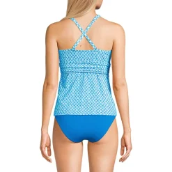 Women's D-Cup V-Neck Plunge X Back Tankini Top