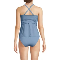 Women's D-Cup V-Neck Plunge X Back Tankini Top