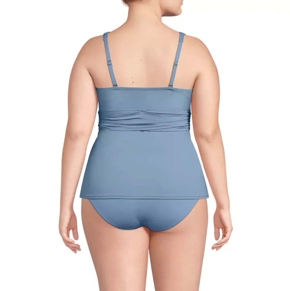 Women's D-Cup V-Neck Plunge X Back Tankini Top