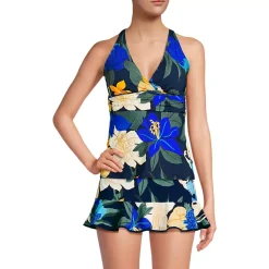 Women's D-Cup V-Neck Plunge X Back Tankini Top