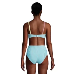 Women's DD-Cup Chlorine Resistant Twist Underwire Bikini Top Swimsuit Adjustable Straps Seersucker