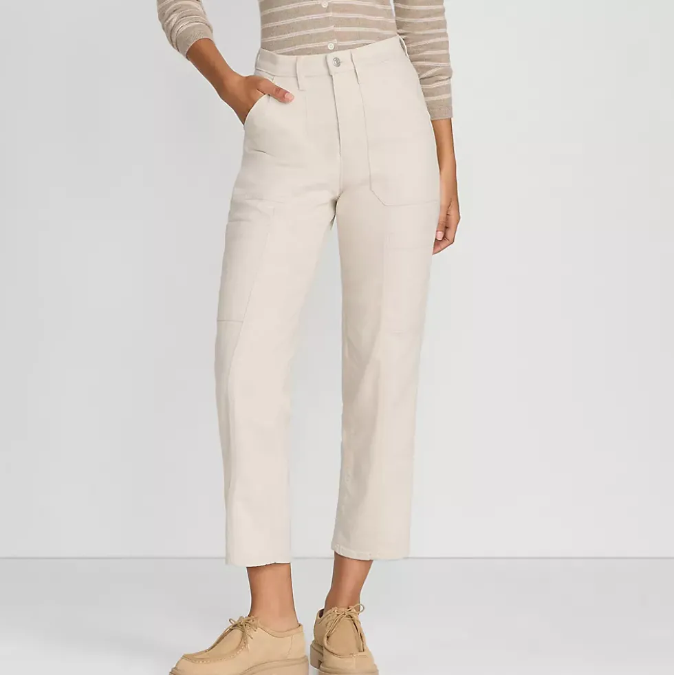 Women's Denim High Rise Utility Cargo Ankle Jeans