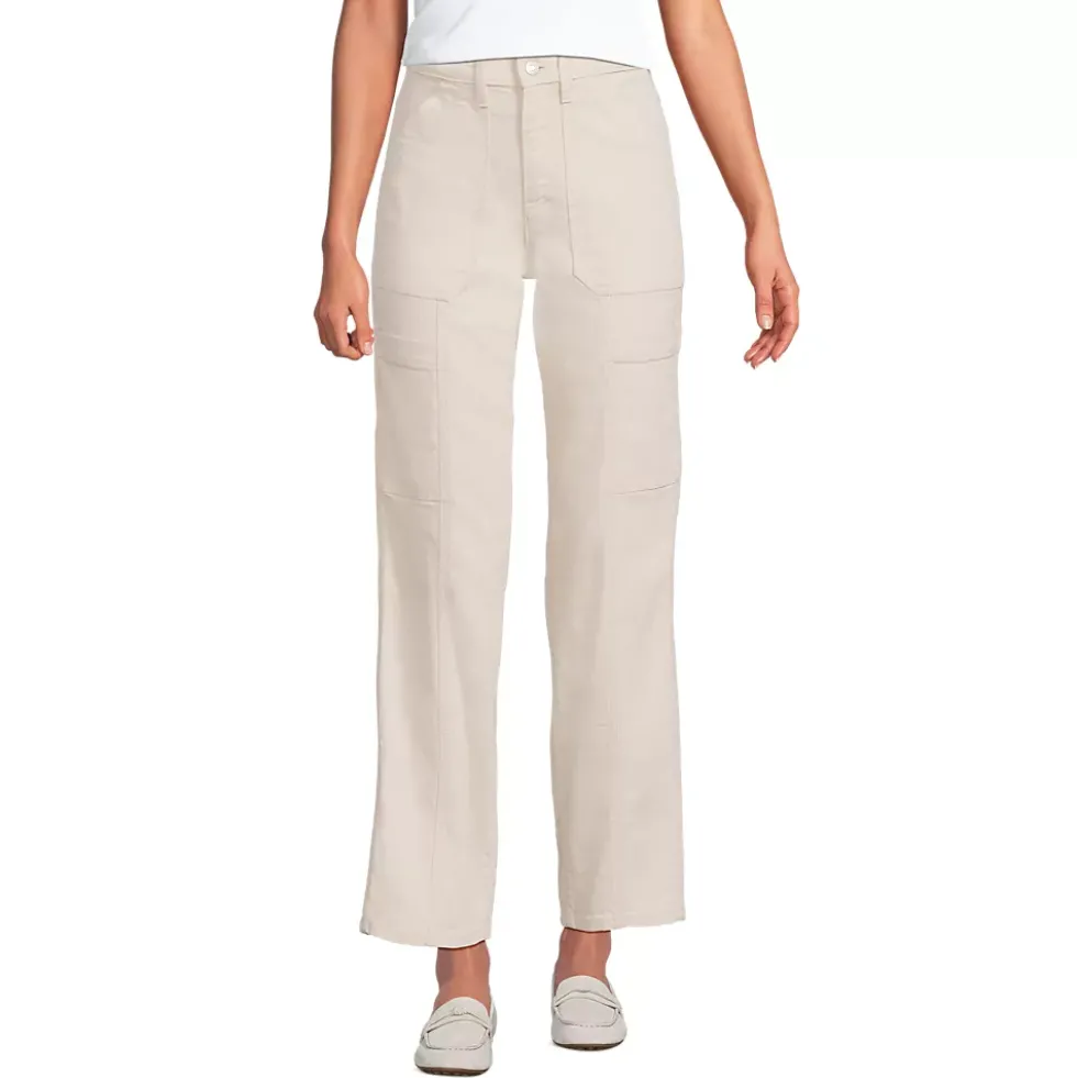 Women's Denim High Rise Utility Cargo Ankle Jeans