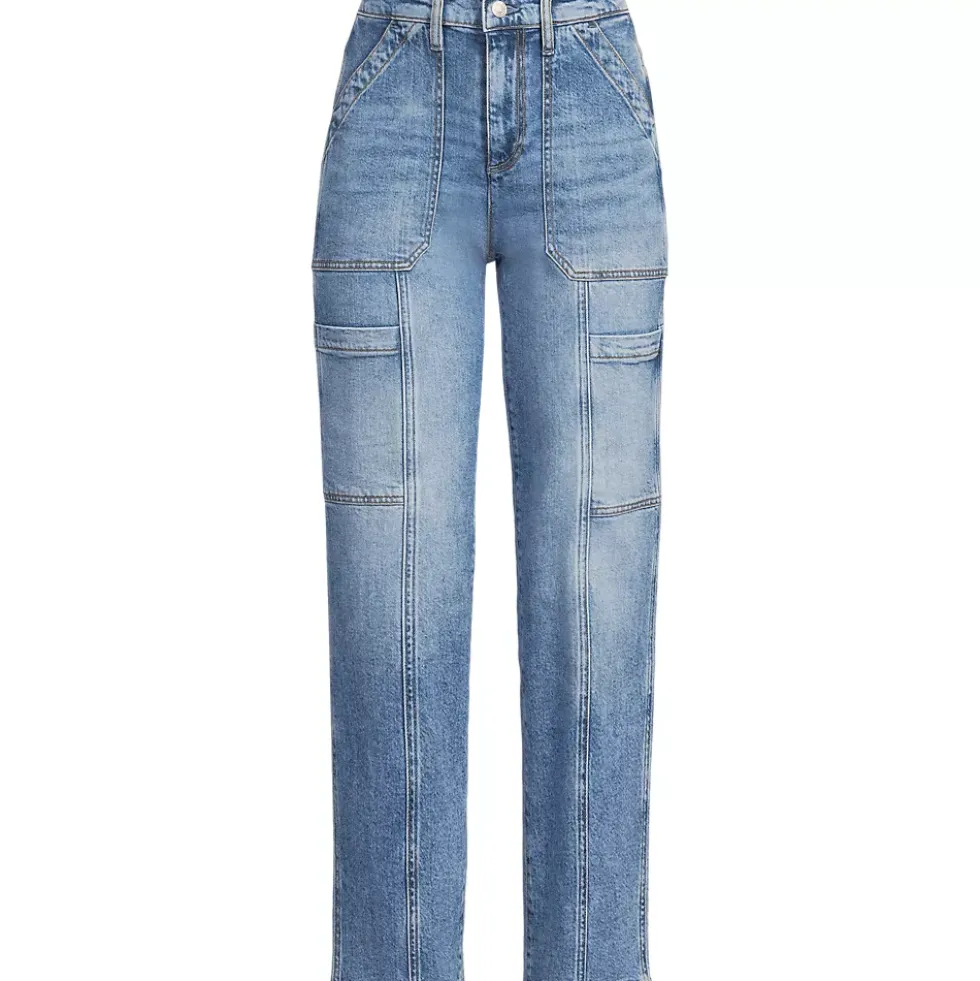Women's Denim High Rise Utility Cargo Ankle Jeans