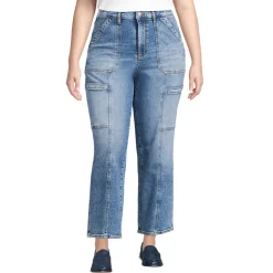 Women's Denim High Rise Utility Cargo Ankle Jeans
