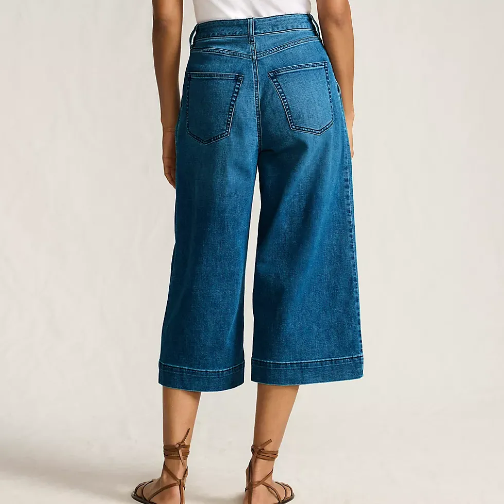 Women's Denim Mid Rise Wide Leg Culotte Jeans