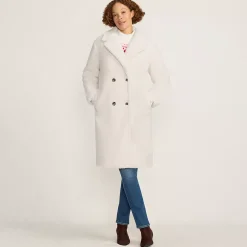 Women's Double Breasted Sherpa Fleece Coat