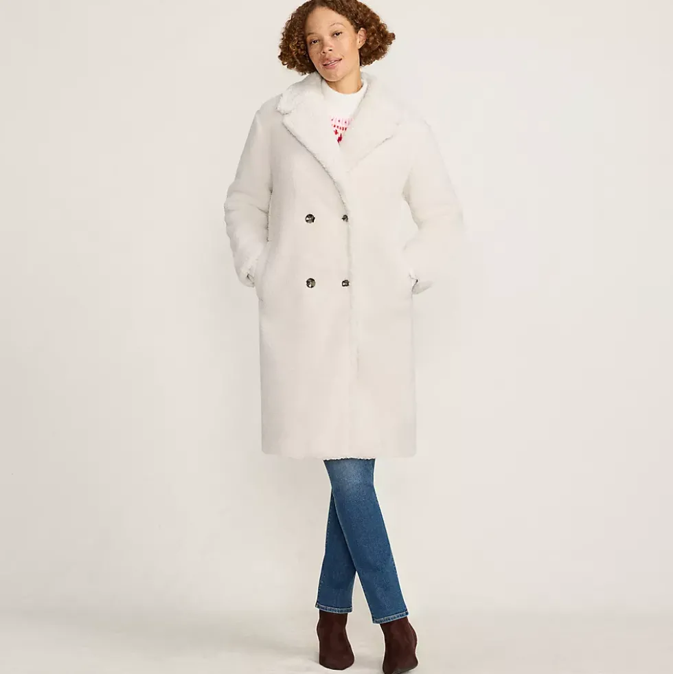 Women's Double Breasted Sherpa Fleece Coat