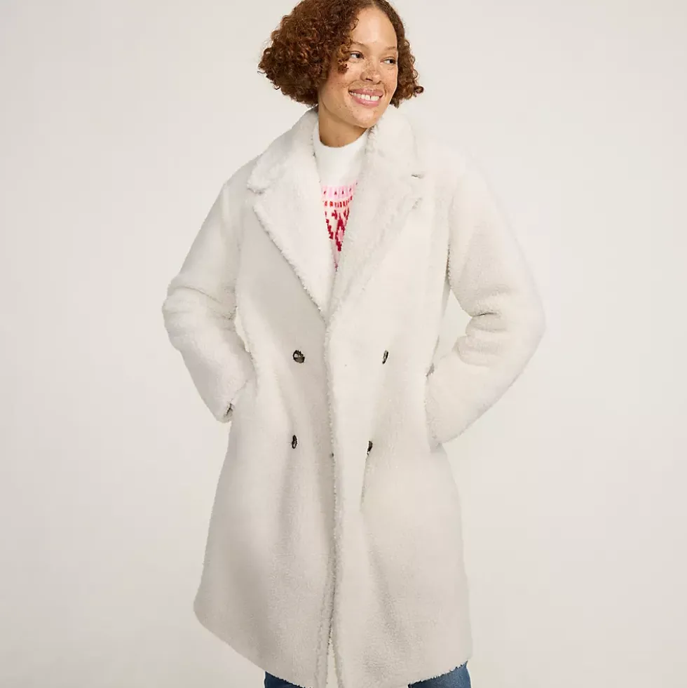 Women's Double Breasted Sherpa Fleece Coat