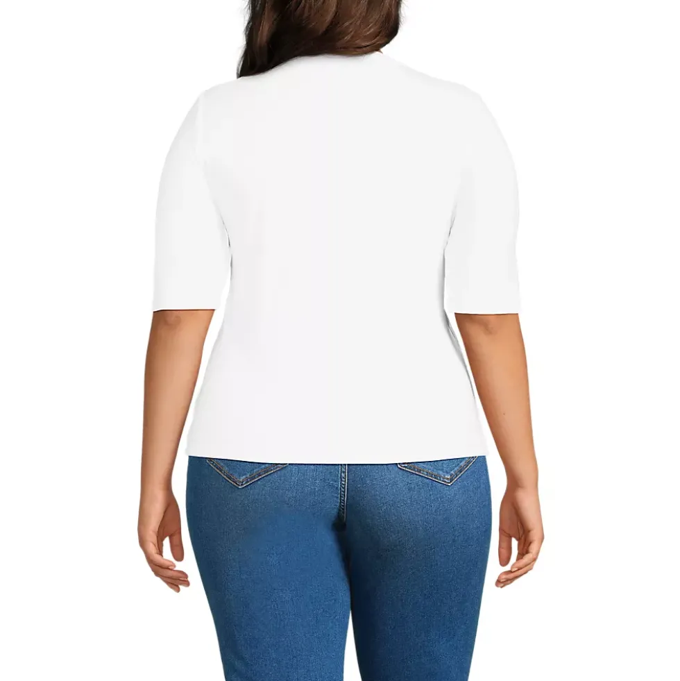 Women's Drapey Rib Fitted Elbow Sleeve Scoop Neck Tee