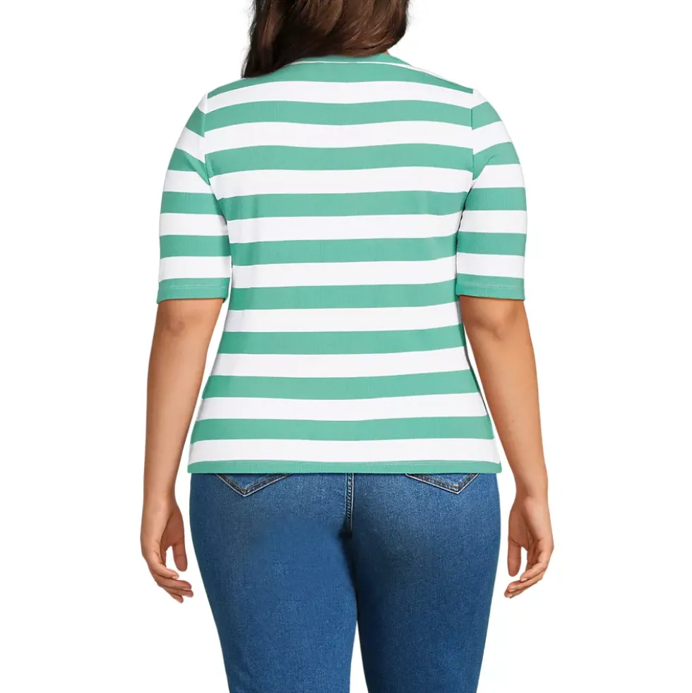 Women's Drapey Rib Fitted Elbow Sleeve Scoop Neck Tee