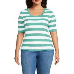 Women's Drapey Rib Fitted Elbow Sleeve Scoop Neck Tee