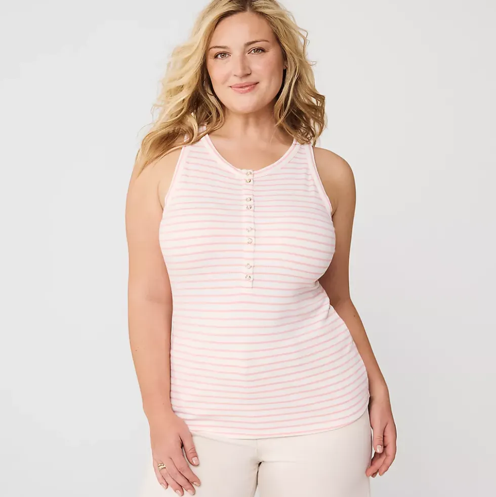 Women's Drapey Rib Fitted Henley Tank Top