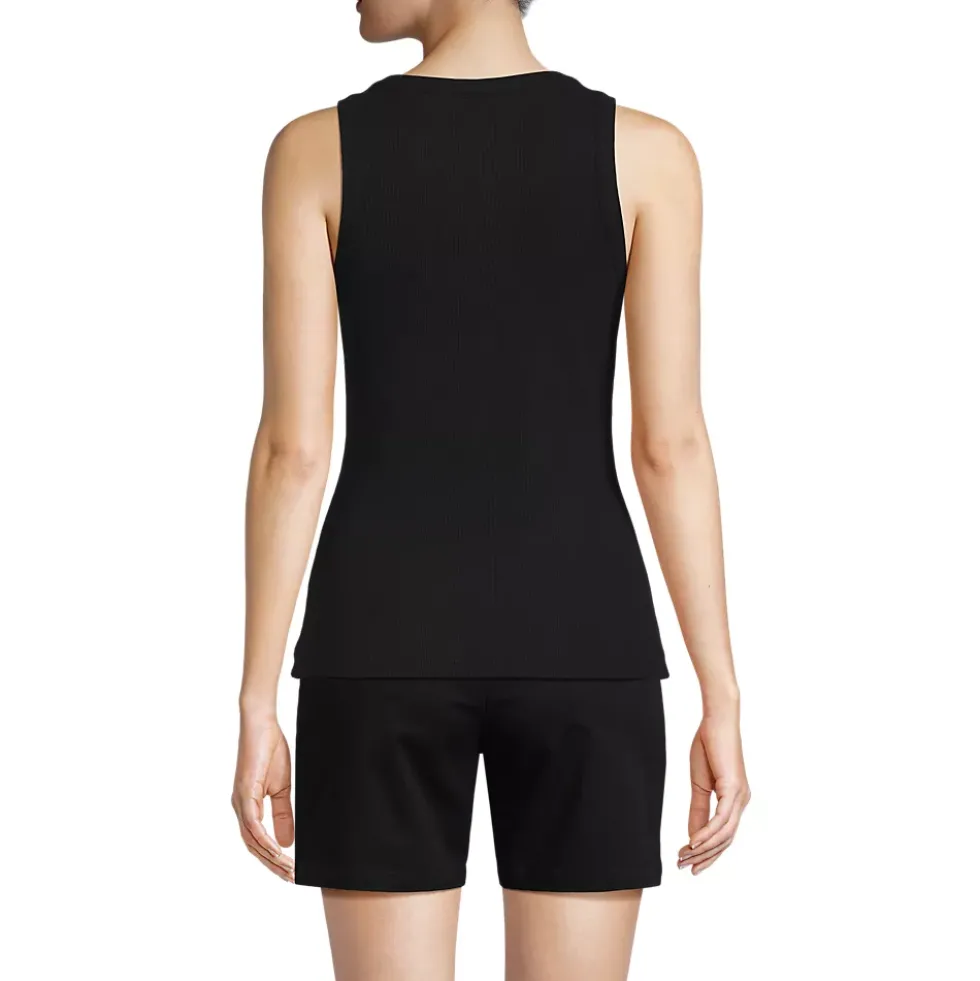 Women's Drapey Rib Fitted Henley Tank Top