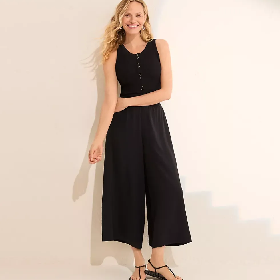 Women's Drapey Rib Fitted Henley Tank Top