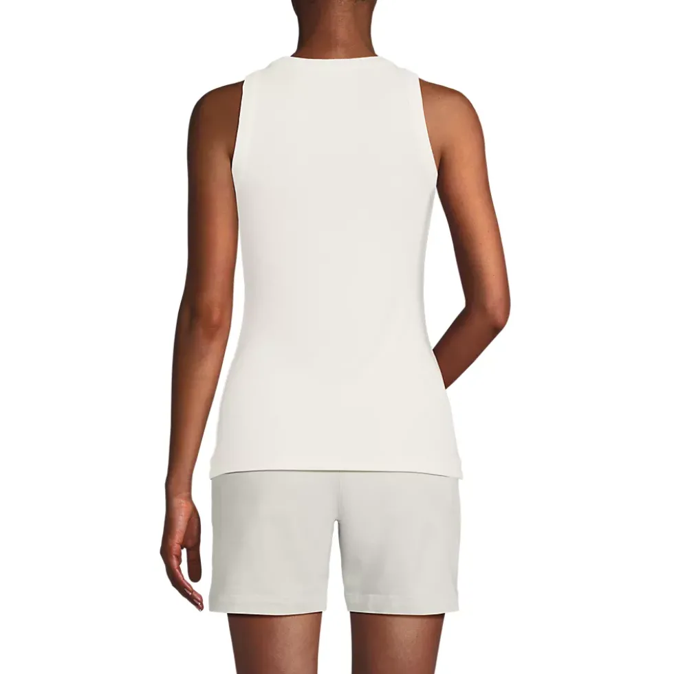 Women's Drapey Rib Fitted Henley Tank Top