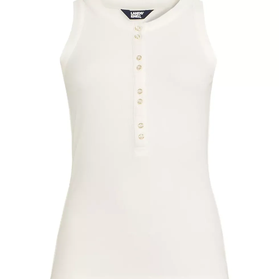 Women's Drapey Rib Fitted Henley Tank Top