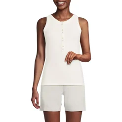 Women's Drapey Rib Fitted Henley Tank Top