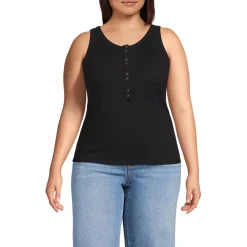 Women's Drapey Rib Fitted Henley Tank Top