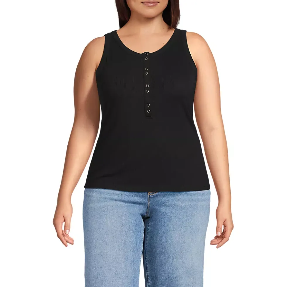 Women's Drapey Rib Fitted Henley Tank Top