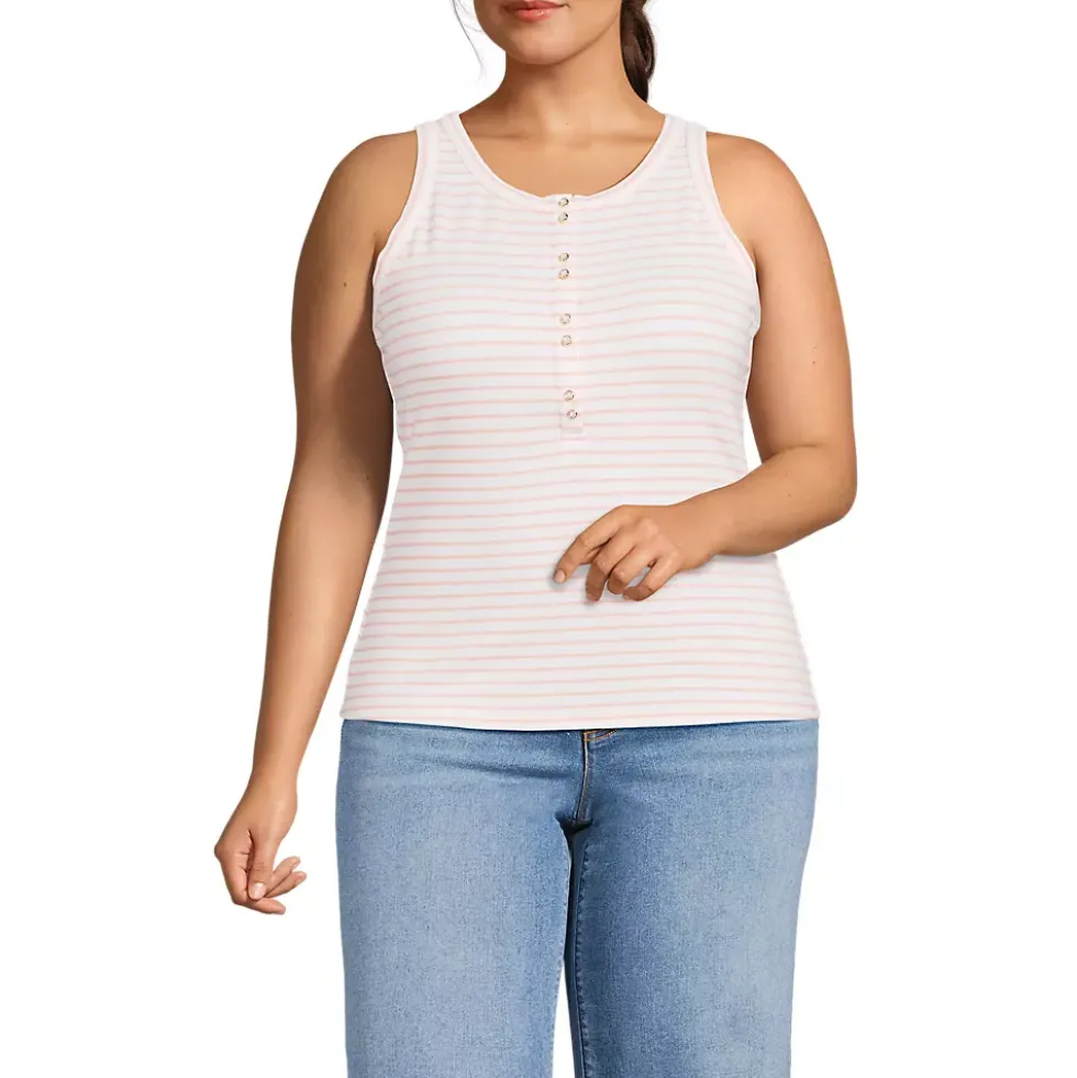 Women's Drapey Rib Fitted Henley Tank Top