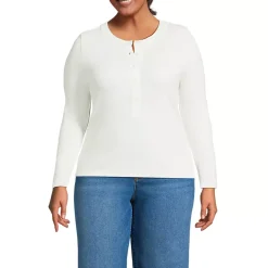 Women's Drapey Rib Fitted Long Sleeve Henley T-Shirt