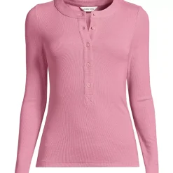 Women's Drapey Rib Fitted Long Sleeve Henley T-Shirt