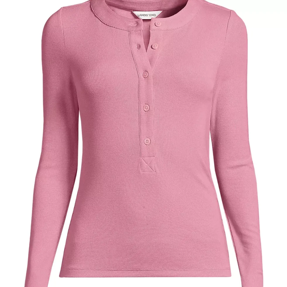 Women's Drapey Rib Fitted Long Sleeve Henley T-Shirt